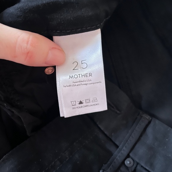 MOTHER The High Waisted Looker Jeans, 25 BLACK w/ glitter piping - Picture 3 of 8